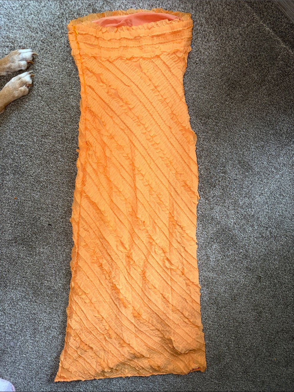 Orange Ruffled Strapless Dress - Picture 3 of 6